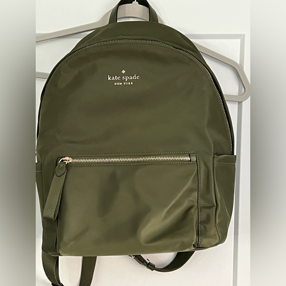 Kate Spade - laptop backpack-  army green color.  Very good used condition .